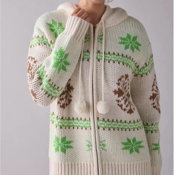 BDG Sweaters - New BDG Madison Mountain Fair Isle Oversized Full-Zip Hoodie Sweater